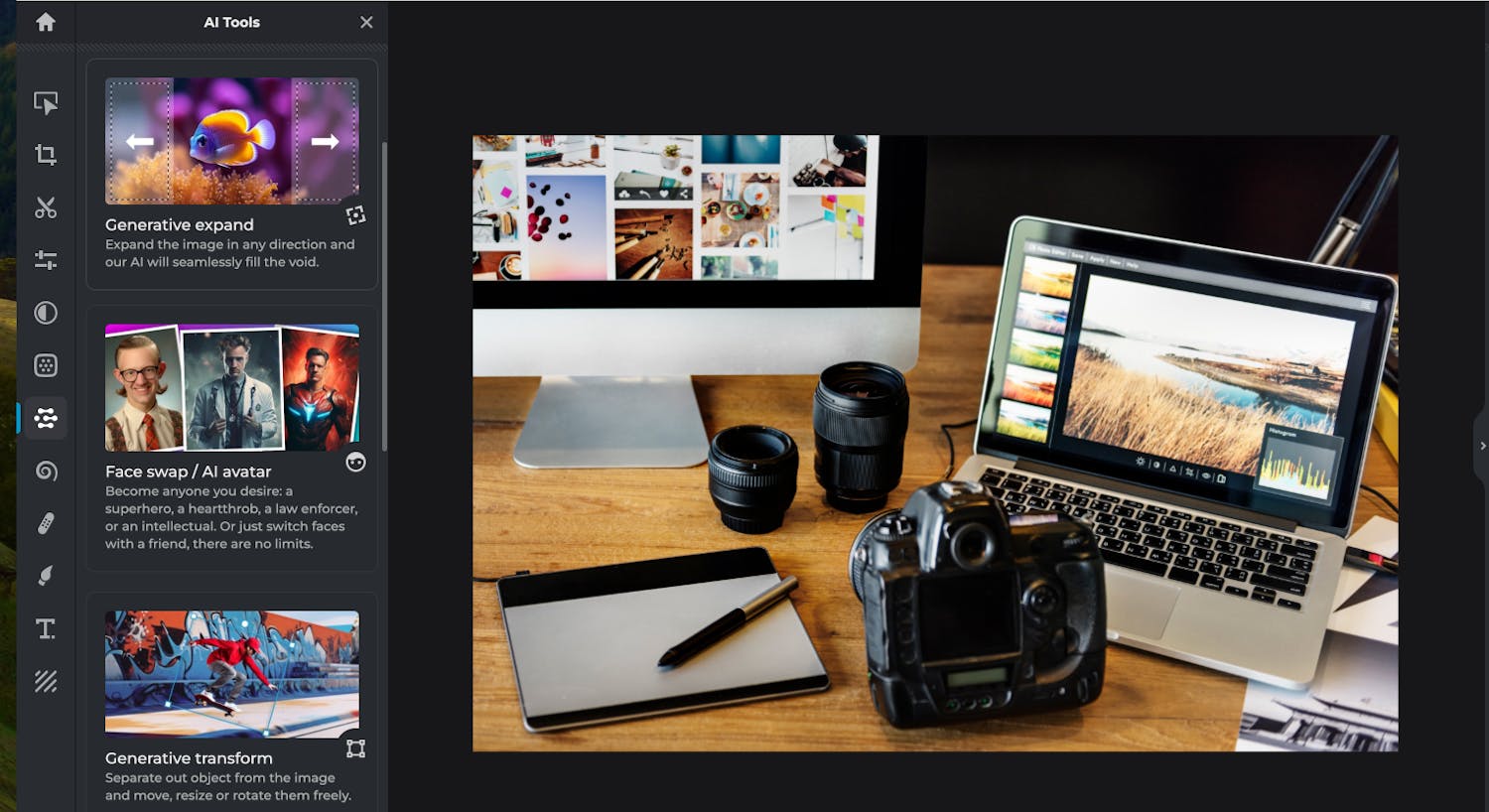 Pixlr. Med gratisprogrammet Pixlr får du tillgång till samma AI-funktioner som i Photoshop.